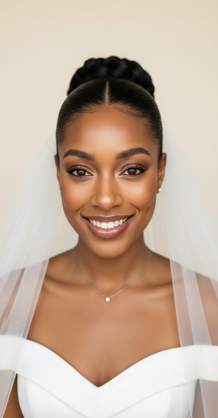 After Wedding Hair Bun With Veil